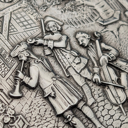 1912年 英国アンティーク 純銀製 細密装飾大型ボックス 444g George Bedingham 極美品