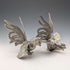 Pair of vintage pewter fighting cock figurines