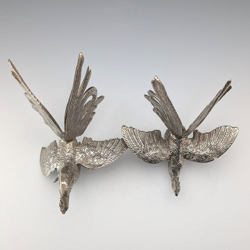 一對老式錫製鬥雞雕像