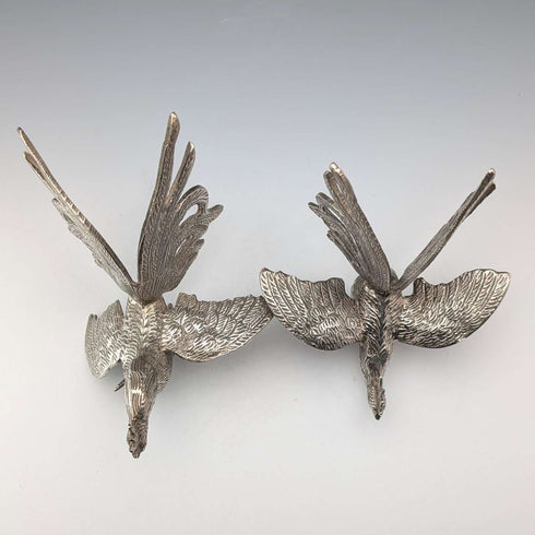 Pair of vintage pewter fighting cock figurines