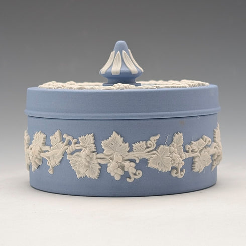 英國復古韋奇伍德碧玉圓盒飾品淡藍色