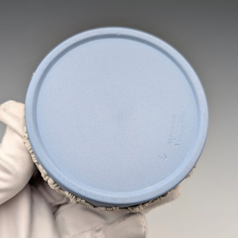 英國復古韋奇伍德碧玉圓盒飾品淡藍色