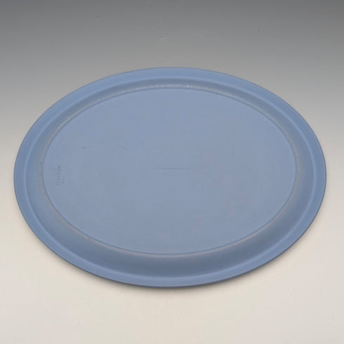 英国ヴィンテージ ウェッジウッド ジャスパーウェア製 オーバルディッシュ ペールブルー