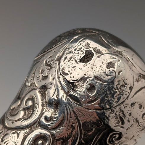 1883 年英國古董黑軸雕刻純銀圓柄手杖 89 厘米