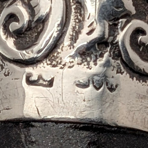 1883 年英國古董黑軸雕刻純銀圓柄手杖 89 厘米