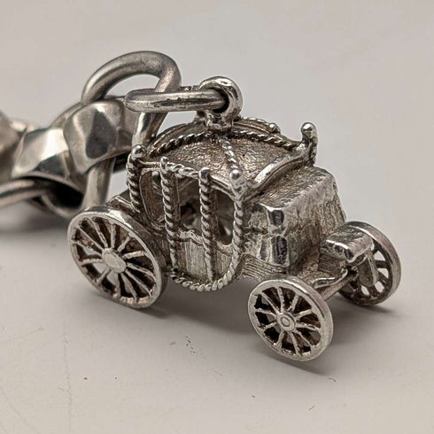 Circa 1900 British Antique Fancy Link Sterling Silver Albert Chain 53g Carriage Fob