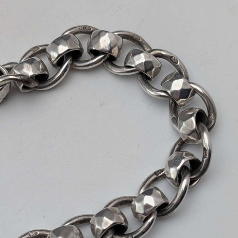 Circa 1900 British Antique Fancy Link Sterling Silver Albert Chain 53g Carriage Fob