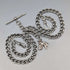 Circa 1900 British antique sterling silver double Albert chain 54g horse head fob