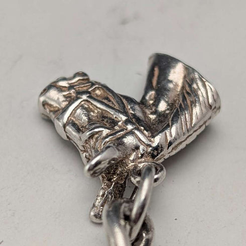 Circa 1900 British antique sterling silver double Albert chain 54g horse head fob