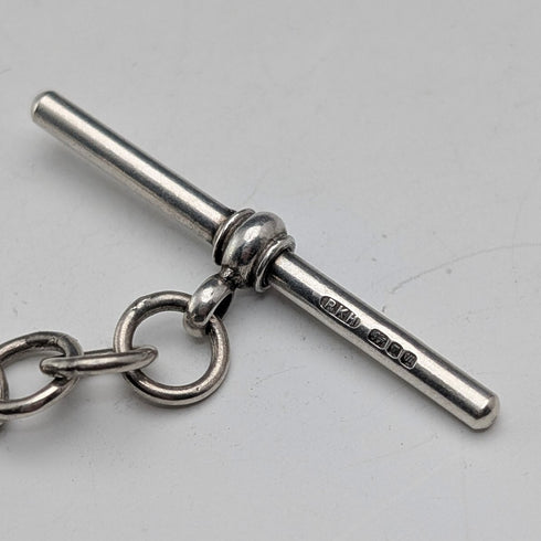 約 1900 年英國古董純銀雙阿爾伯特鏈 54 克馬頭鏈