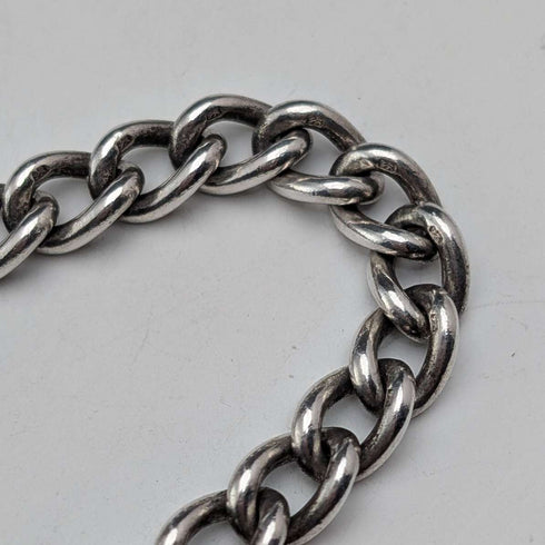 Circa 1900 British antique sterling silver double Albert chain 54g horse head fob