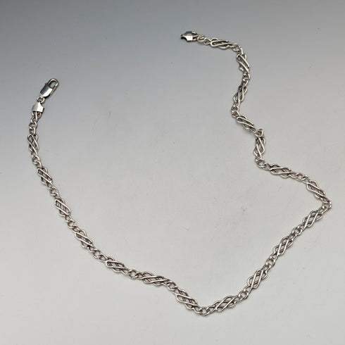 Italian Vintage Sterling Silver Celtic Knot Chain Necklace 22g KPB