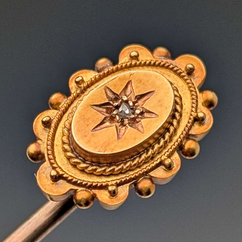 Antique British 15ct gold pin brooch in case