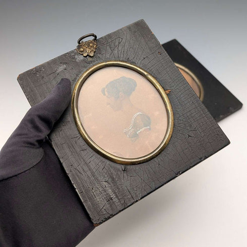Antique British Miniature Portraits Pair