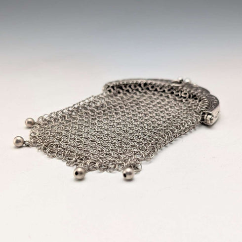 German antique 800 silver mesh wallet with coin purse