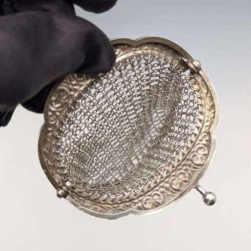 German antique 800 silver mesh wallet with coin purse