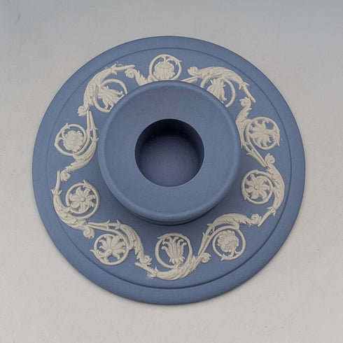 英国ヴィンテージ ウェッジウッド ジャスパーウェア製 キャンドルスティック ペールブルー