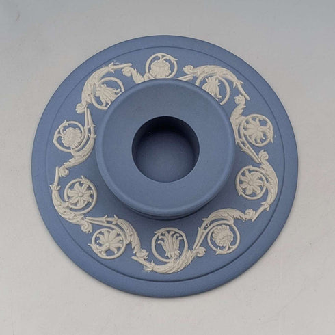 Vintage British Wedgwood Jasperware Candlestick, Pale Blue