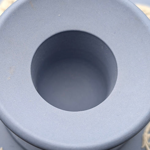 英国ヴィンテージ ウェッジウッド ジャスパーウェア製 キャンドルスティック ペールブルー