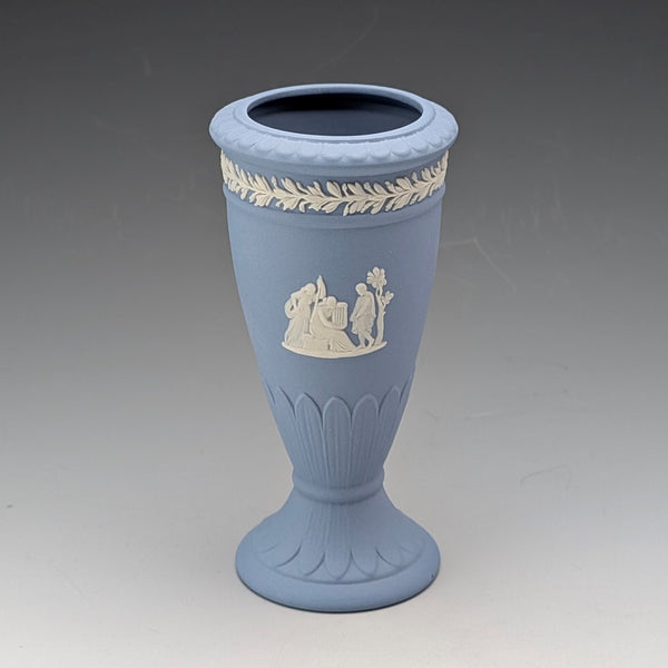 British Vintage Wedgwood Jasperware Vase, Pale Blue