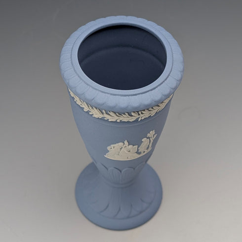 British Vintage Wedgwood Jasperware Vase, Pale Blue