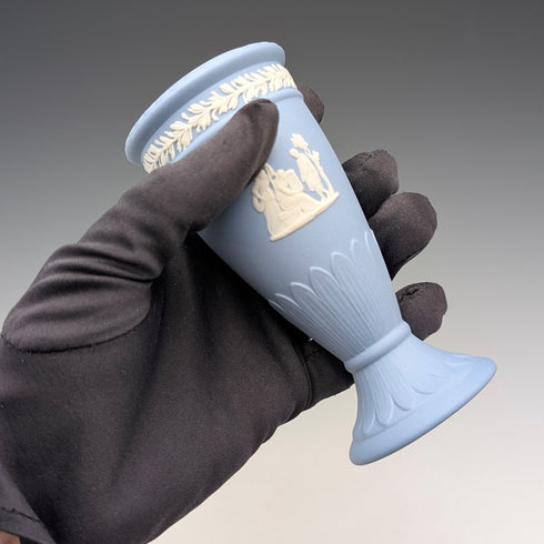 British Vintage Wedgwood Jasperware Vase, Pale Blue