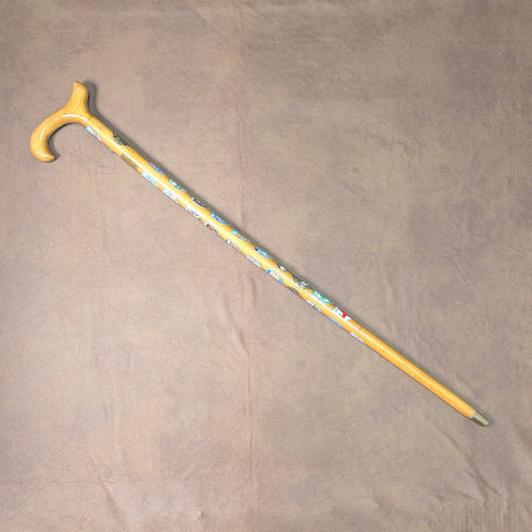 復古英國旅遊離合器手柄健行手杖棕褐色桿身 89 厘米