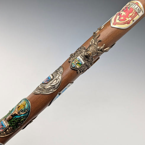 復古歐洲之旅彎柄旅遊手杖棕色桿 92 厘米