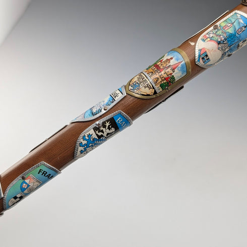 復古歐洲之旅彎柄旅遊手杖棕色桿 92 厘米