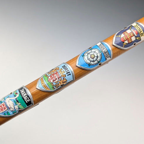 復古英國旅遊離合器手柄健行手杖棕褐色桿身 89 厘米