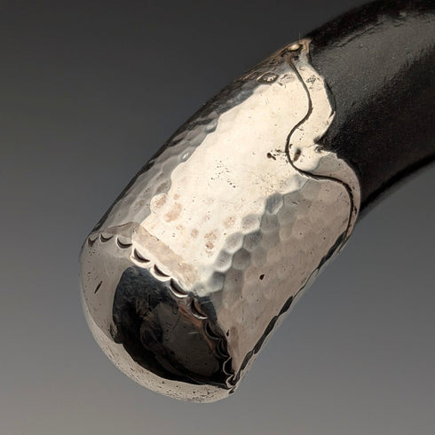 1935 英國復古黑軸彎柄純銀裝飾手杖 91 厘米