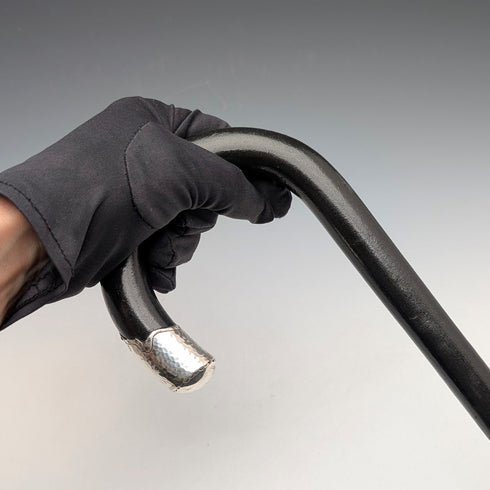1935 英國復古黑軸彎柄純銀裝飾手杖 91 厘米