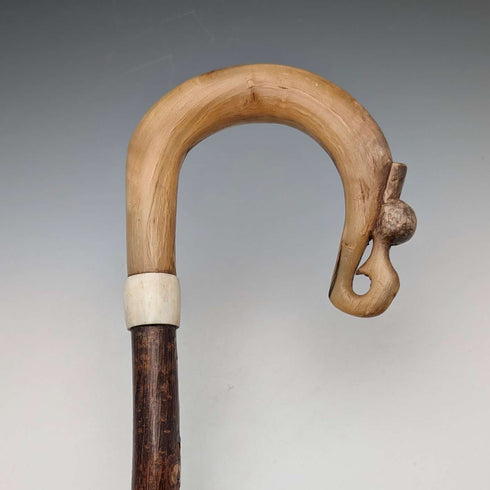 Antique British Scottish horn handled shepherd walking stick 92cm