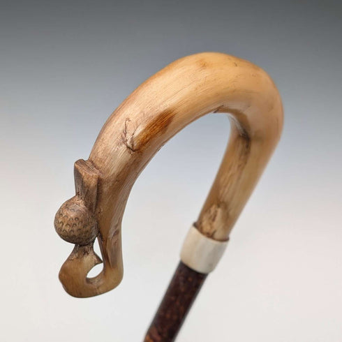 Antique British Scottish horn handled shepherd walking stick 92cm