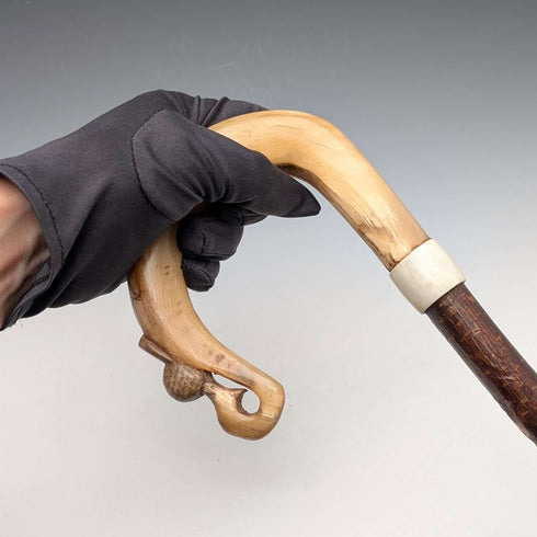 Antique British Scottish horn handled shepherd walking stick 92cm