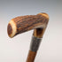 1901 British antique Malacca shaft L-shaped antler handle pure silver decorated walking stick 88cm Henry Howell