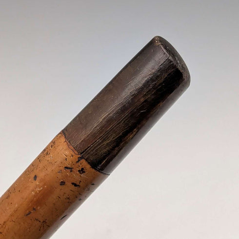 1901 British antique Malacca shaft L-shaped antler handle pure silver decorated walking stick 88cm Henry Howell