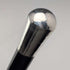 1922 British antique black shaft sterling silver round handle walking stick 92cm Robert Pringle