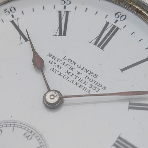 1908年頃 アンティーク ロンジン 懐中時計 フローラル彫刻 銀側ハンターケース 動作良好