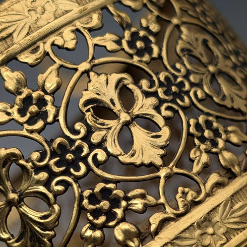 French vintage ormolu footed glass lid jewelry box