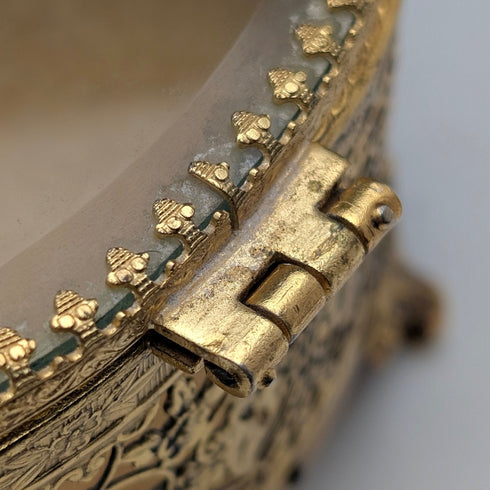 法國復古鍍金玻璃蓋腳珠寶盒