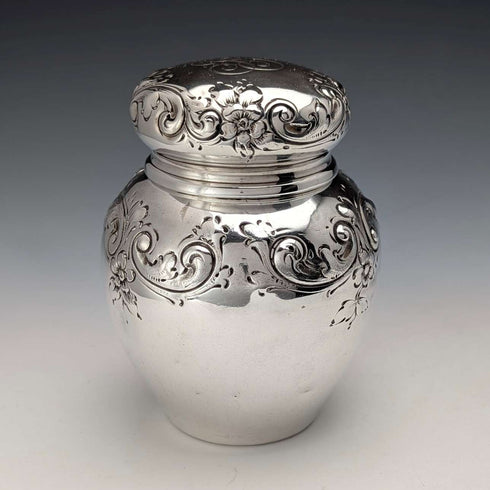 Circa 1900 American Antique Sterling Silver Tea Caddy 118g Black Starr Frost