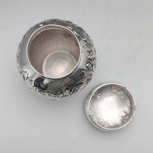 Circa 1900 American Antique Sterling Silver Tea Caddy 118g Black Starr Frost