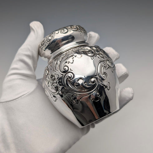Circa 1900 American Antique Sterling Silver Tea Caddy 118g Black Starr Frost