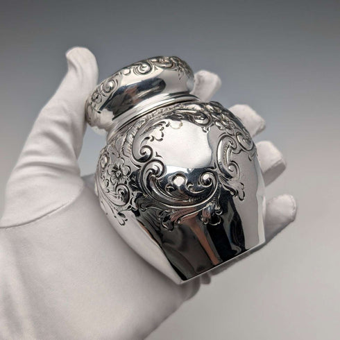 Circa 1900 American Antique Sterling Silver Tea Caddy 118g Black Starr Frost