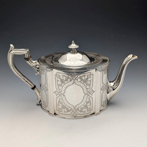 19世紀後半 英国アンティーク シルバープレート製 ティー4点セット James Dixon&Son