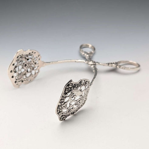 Circa 1900 German antique 800 silver cake tongs