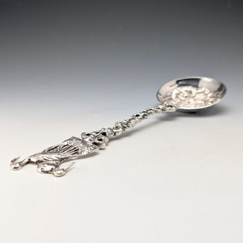 1904年 英国アンティーク 純銀製 浮彫装飾 大型スプーン Samuel Boyce