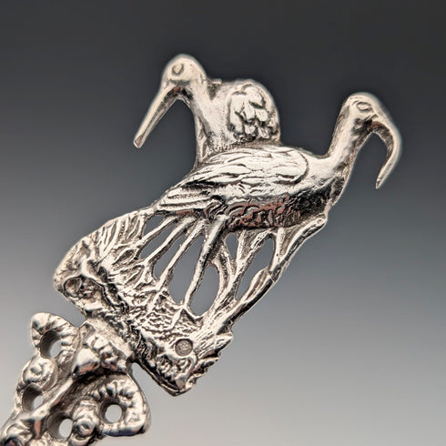 1904年 英国アンティーク 純銀製 浮彫装飾 大型スプーン Samuel Boyce