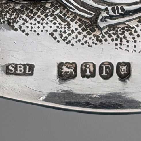 1904年 英国アンティーク 純銀製 浮彫装飾 大型スプーン Samuel Boyce